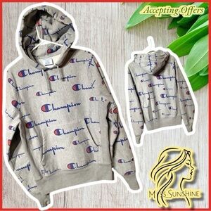 Champion - Sz S - thick logo brand hoodie